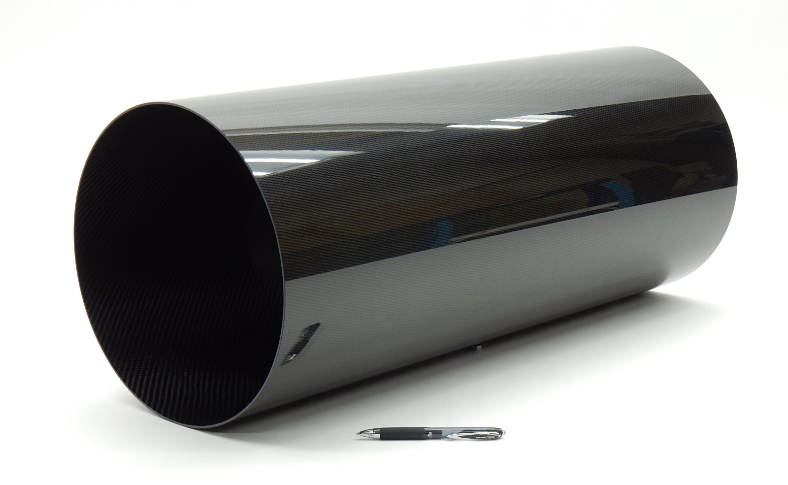 Carbon fiber tube with polished clear-coat finish